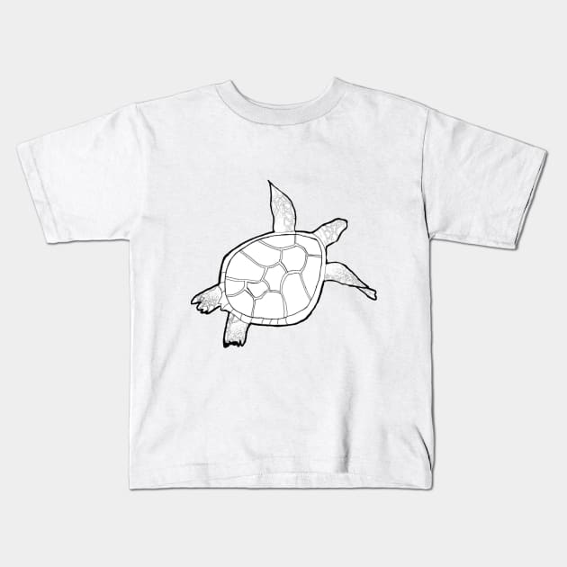 Beautiful swimming turtle Kids T-Shirt by Annalisseart24